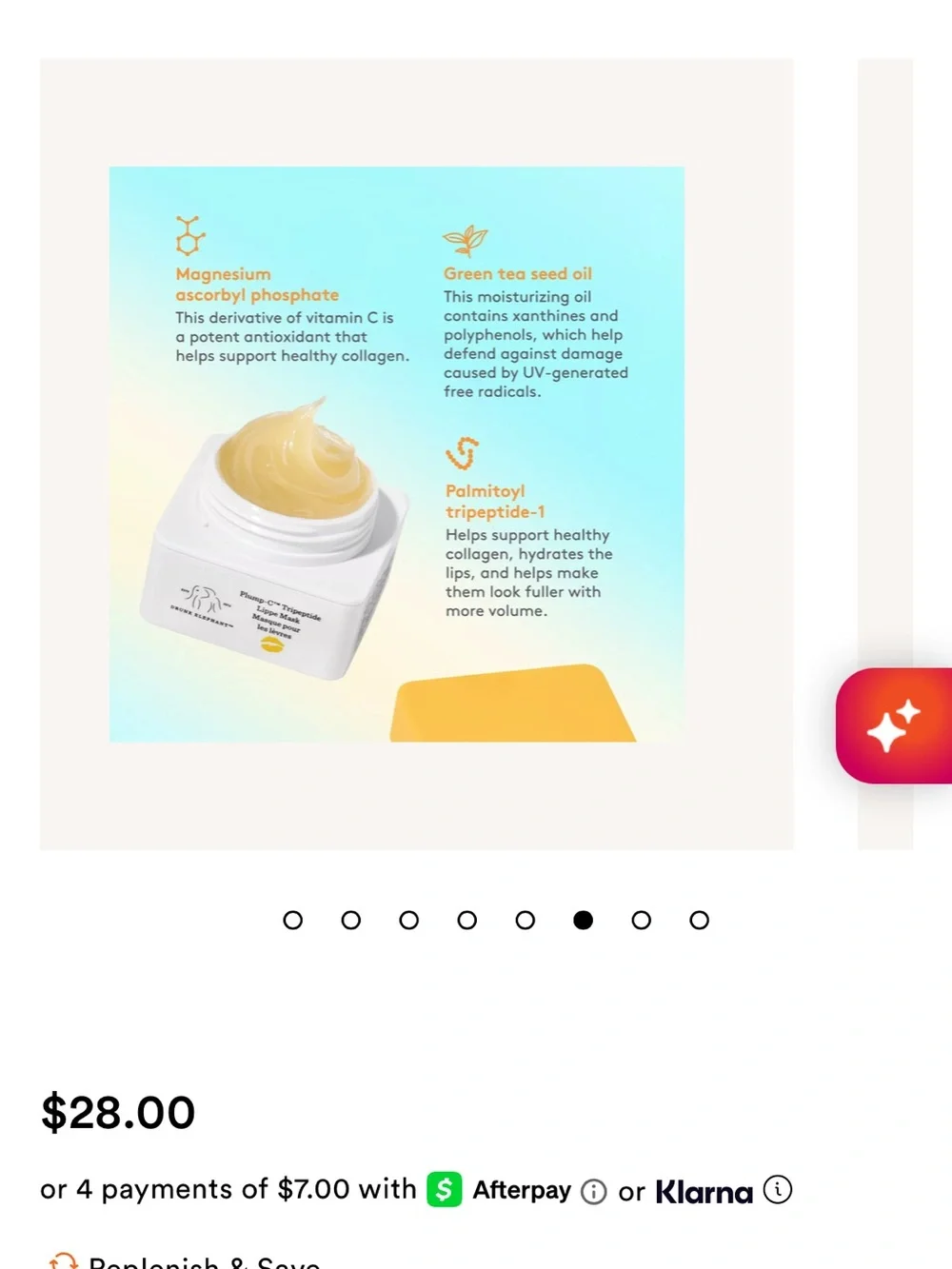 Drunk Elephant Plump-C™ Tripeptide Lippe Mask, NEW in box